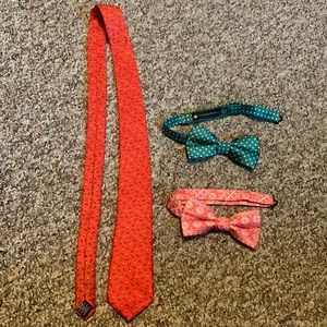 Bundle of Christmas Holiday Bow ties & necktie Bulbs Snowflakes Polka Dots Youth